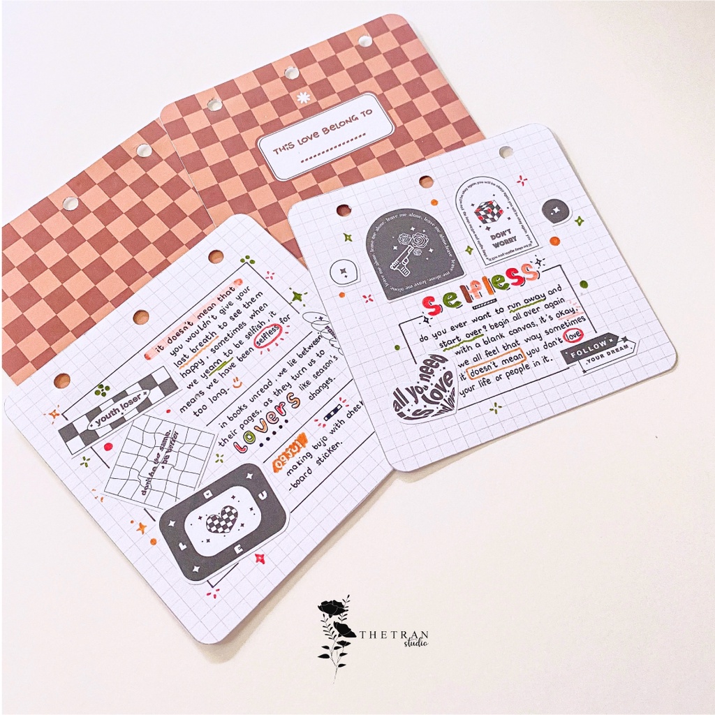 Bộ 27 sticker cute họa tiết bàn cờ caro trắng đen / checkerboard sticker pack / thetranstudio