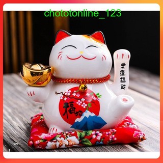 Mèo Thần Tài Vẫy Tay Phát Tài Phát Lộc Gốm Sứ Cao Cấp 18CM