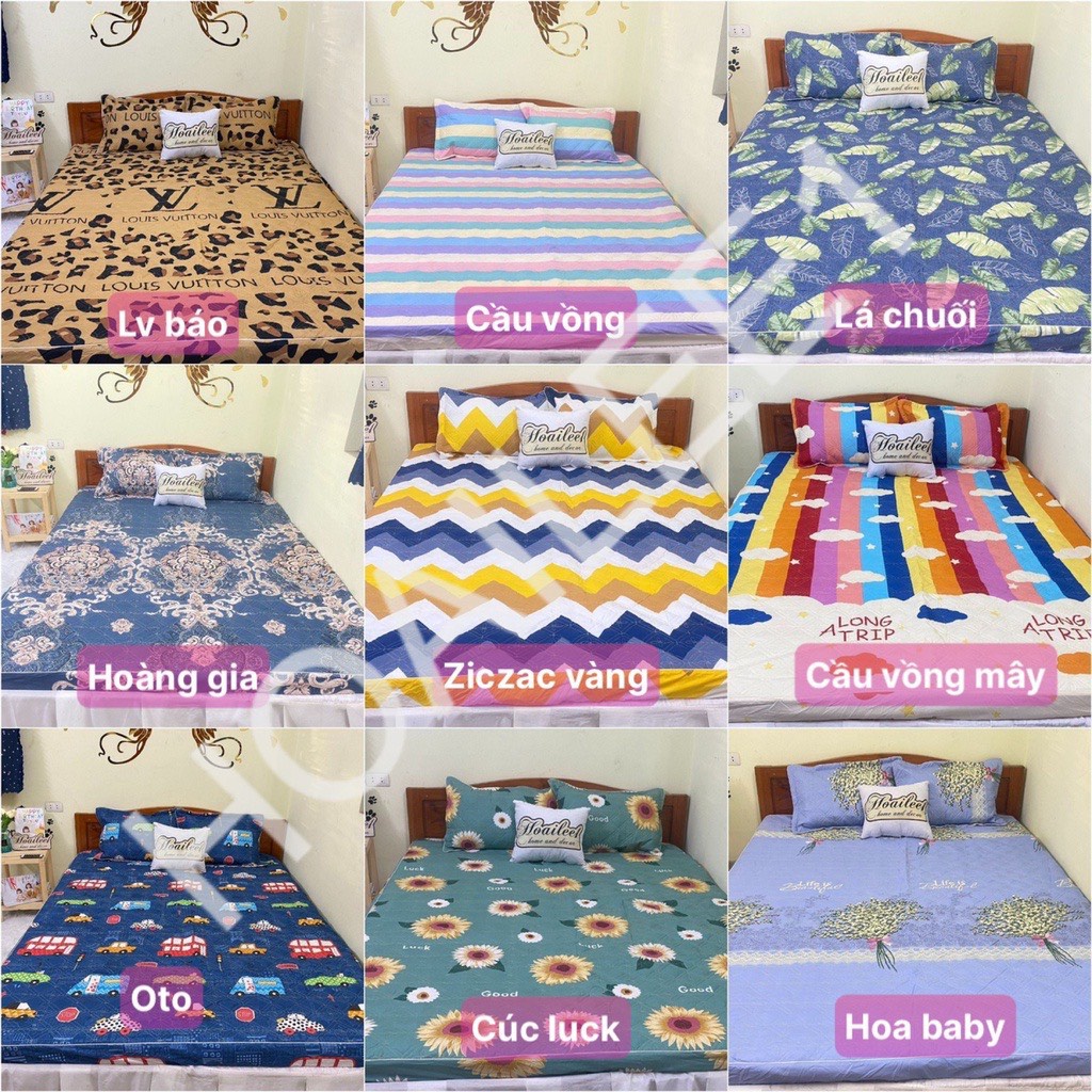 Ga Chun Trần Bông  (HR)Dày Dặn Coton Poly tặng 2 vỏ gối kt 1m6-2m ngẫu nhiên mẫu