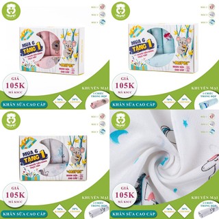 (6 khăn tặng 1 khăn) Khăn sữa MIPBI 70% sợi tre, 30% cotton