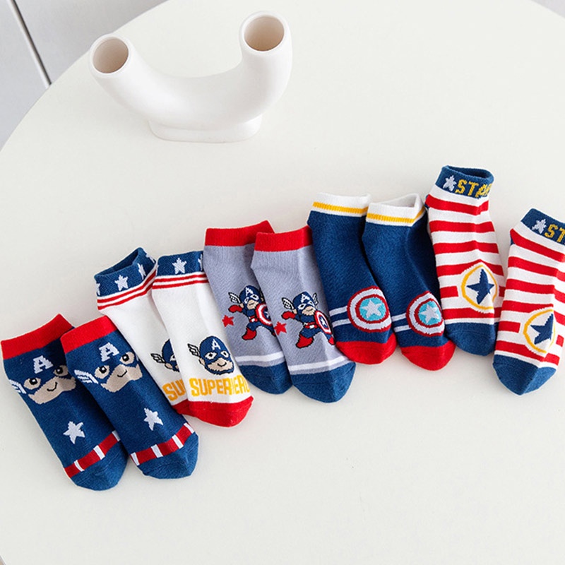 Set 5 Đôi Vớ Cotton Mềm Co Giãn Thoáng Khí In Họa Tiết Hoạt Hình Dễ Thương Cho Bé 1-12 Tuổi