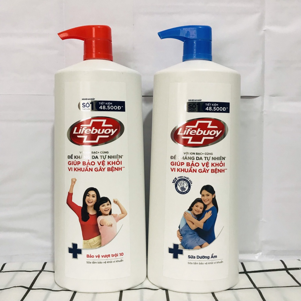 Sữa tắm Lifebuoy 1Kg giúp bảo vệ khỏi 99.9% vi khuẩn và ngăn ngừa vi khuẩn lây lan trên da