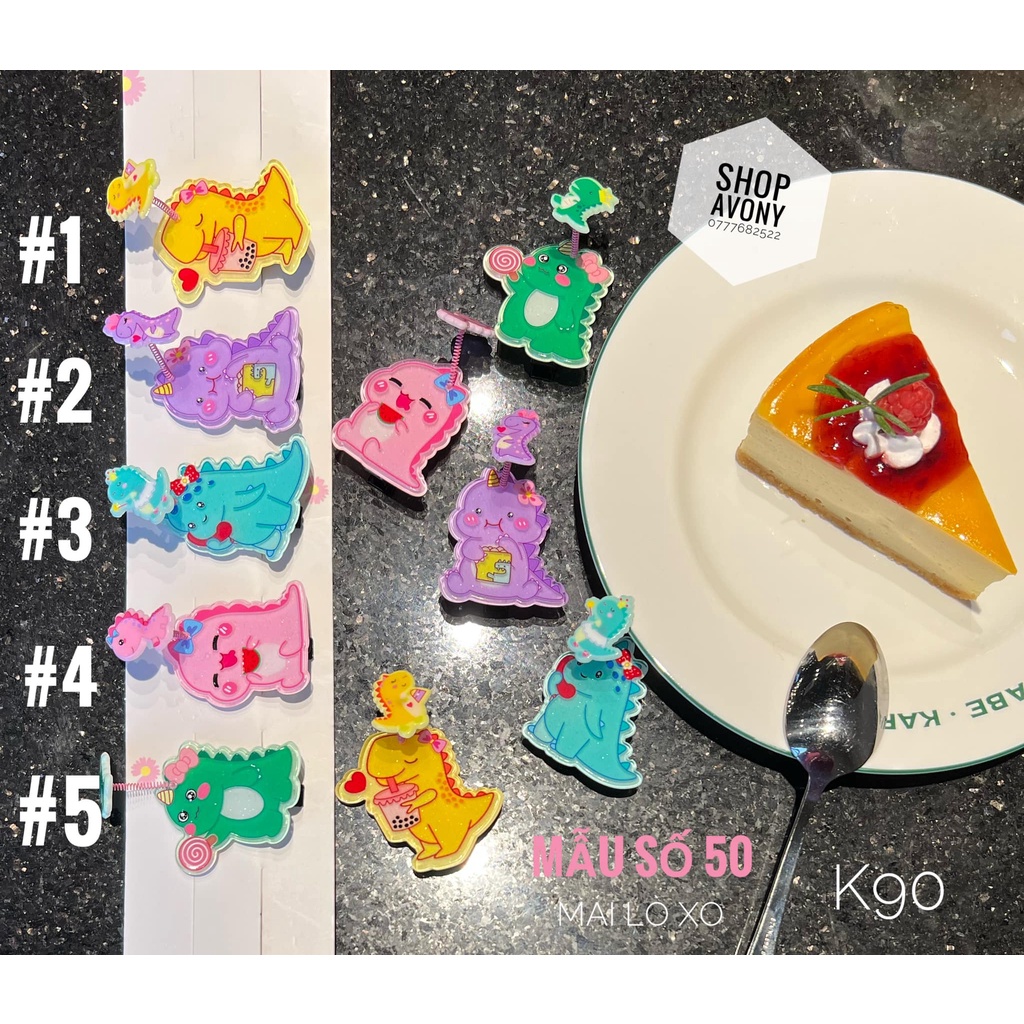 Kẹp tóc mái cho bé có lò xo đính icon phiên bản 5