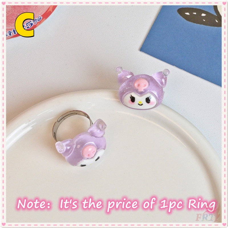 ☀ Cinnamoroll / Melody / Kuromi / Pochacco / Pom Pom Purin - Nhẫn Nhân Vật Hoạt Hình ☀ 1 Chiếc Nhẫn Hình Tròn Có Thể Điều Chỉnh Kích Thước Dành Cho Fan Ngọt Ngào