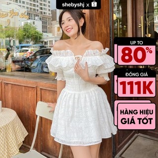 Đầm xoè SheByShj trễ vai màu trắng - Cici Dress