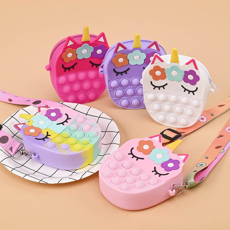 Túi Đeo Chéo Bằng Silicon Hình Kỳ Lân Dễ Thương Cho Bé