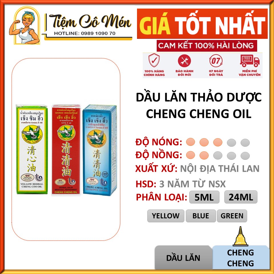Dầu gió Cheng Cheng Oil Đủ Màu - Dầu Thái Lan Nội Địa - 5ml & 23ml
