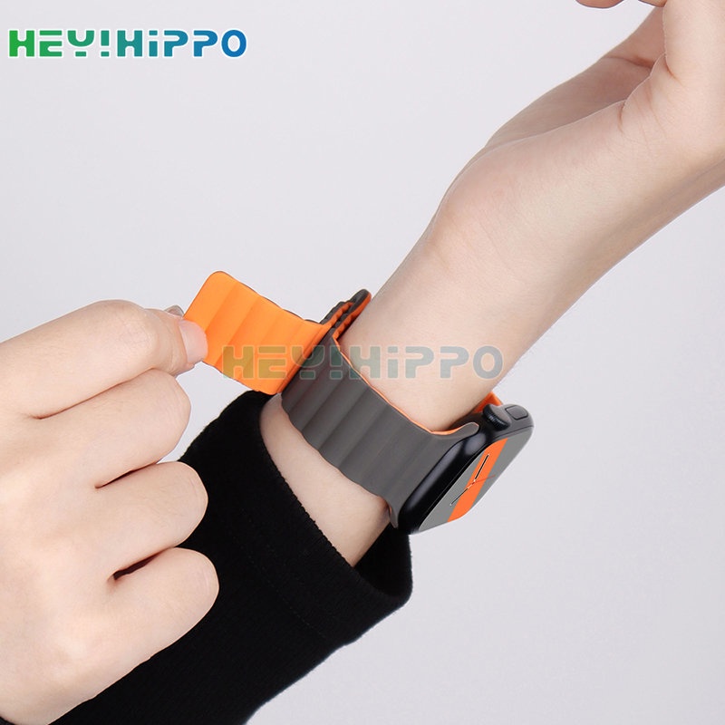 Dây Đeo Đồng Hồ Bằng Silicone Khóa Nam Châm 49mm Cho iwatch ultra 8 7 6 se 5 4 3 45mm 41mm 44mm 40mm 42mm 38mm