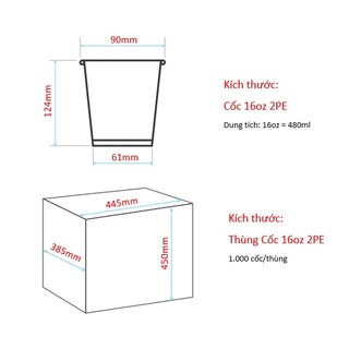 Cốc giấy VietCup 16oz 2PE đựng đồ uống ( 475ml) ( 100 cốc)