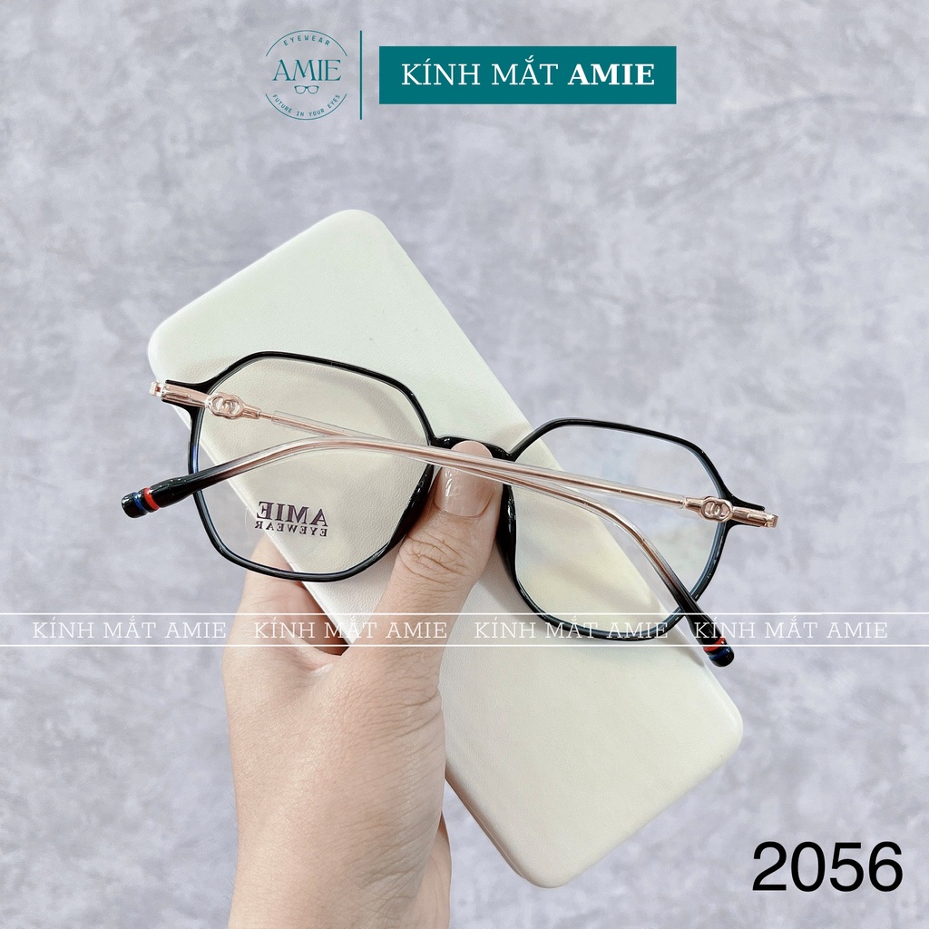Gọng kính cận nam nữ AMIE Eyewear mắt lục giác chất liệu nhựa thời trang trẻ trung nhiều màu sắc 2056