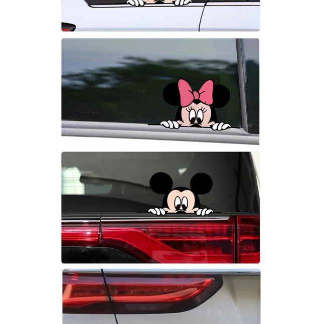 Mickey Mouse Bumper Stickers Personality Cute Cartoon Mickey Minnie Car Side Door Sticker Window Rear Glass Creative Stickers 7eFX