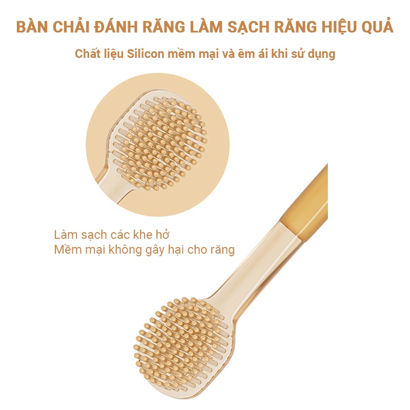 Set bàn chải silicon cho bé, Rơ lưỡi cho bé siêu mềm mại an toàn cho bé 0-18 tháng