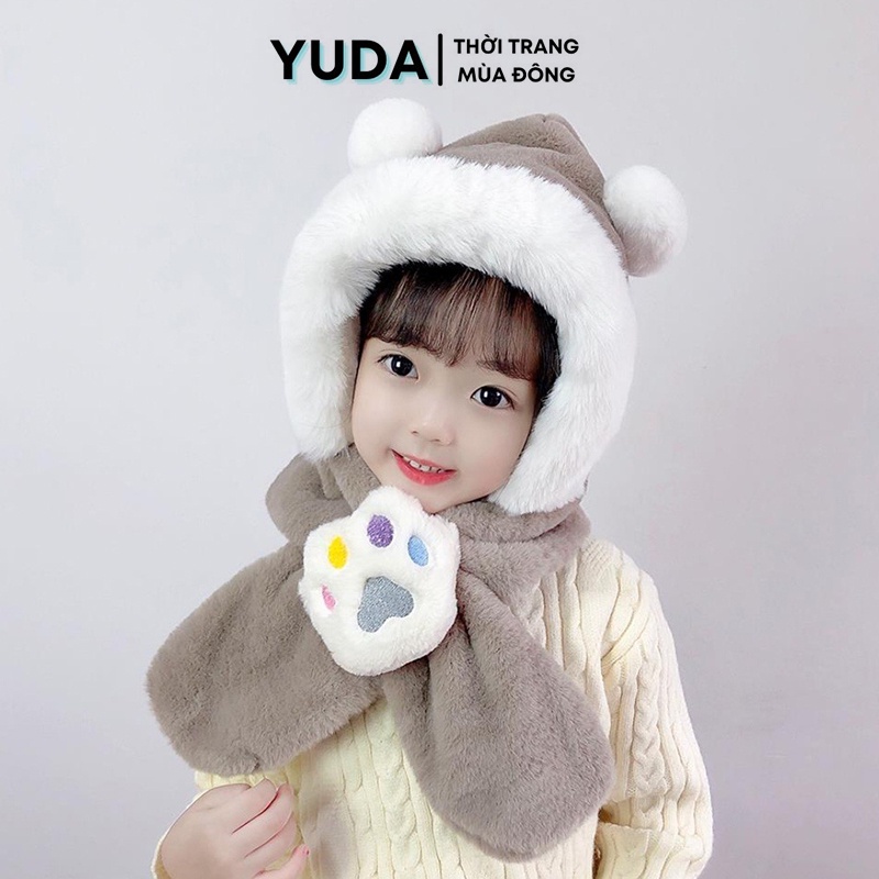 Mũ len cho bé trai gái mùa đông YUDA nón len cho bé trai gái trùm đầu giữ ấm dễ thương