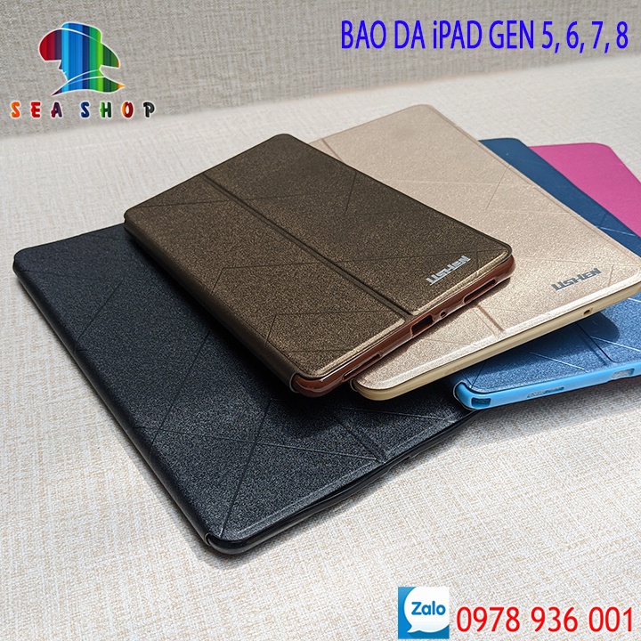 Bao da iPad Gen 5, 6, 7, 8 - Có ngăn cài thẻ từ - Thiết kế trẻ trung gập 2 mặt - Có thể dựng trên mặt bàn