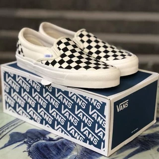 Giày 𝐕𝐀𝐍𝐒 Caro lười viền trắng nam nữ full box bill hot nhất