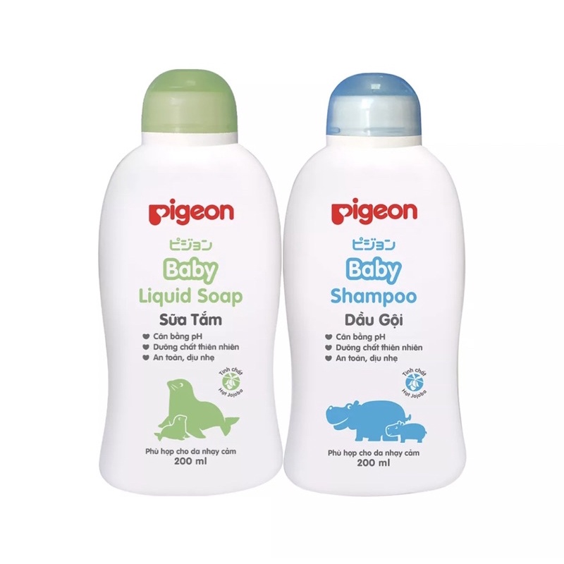 Combo sữa tắm + dầu gội cho em bé pigeon 200ml