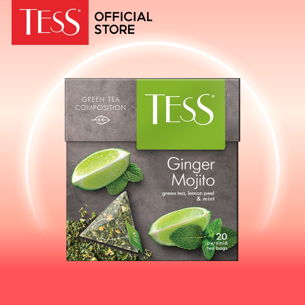 [DATE 3/2024]Trà xanh Tess Ginger Mojito Vị Bạc Hà Và Chanh 20 gói/hộp