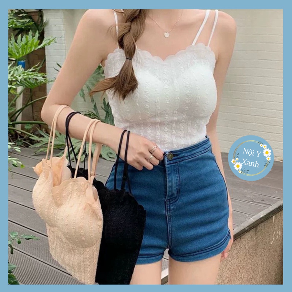 Áo Lót Lụa Hai Dây Quấn Ngực Thời Trang Quyến Rũ Cho Nữ nội y xanh, chất đẹp, deal tốt