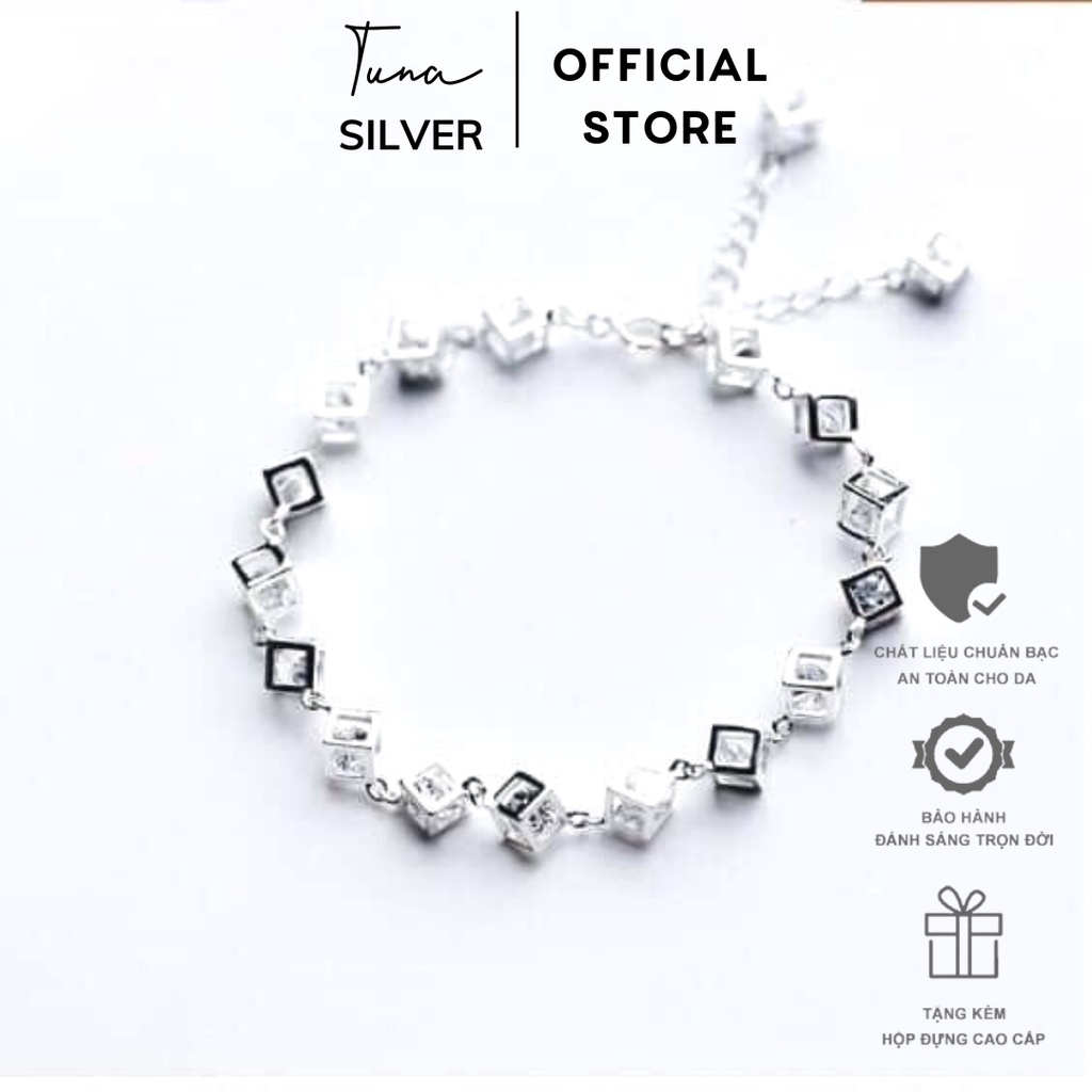 Vòng tay Bạc lập phương, Lắc tay Bạc cao cấp TUNA SILVER
