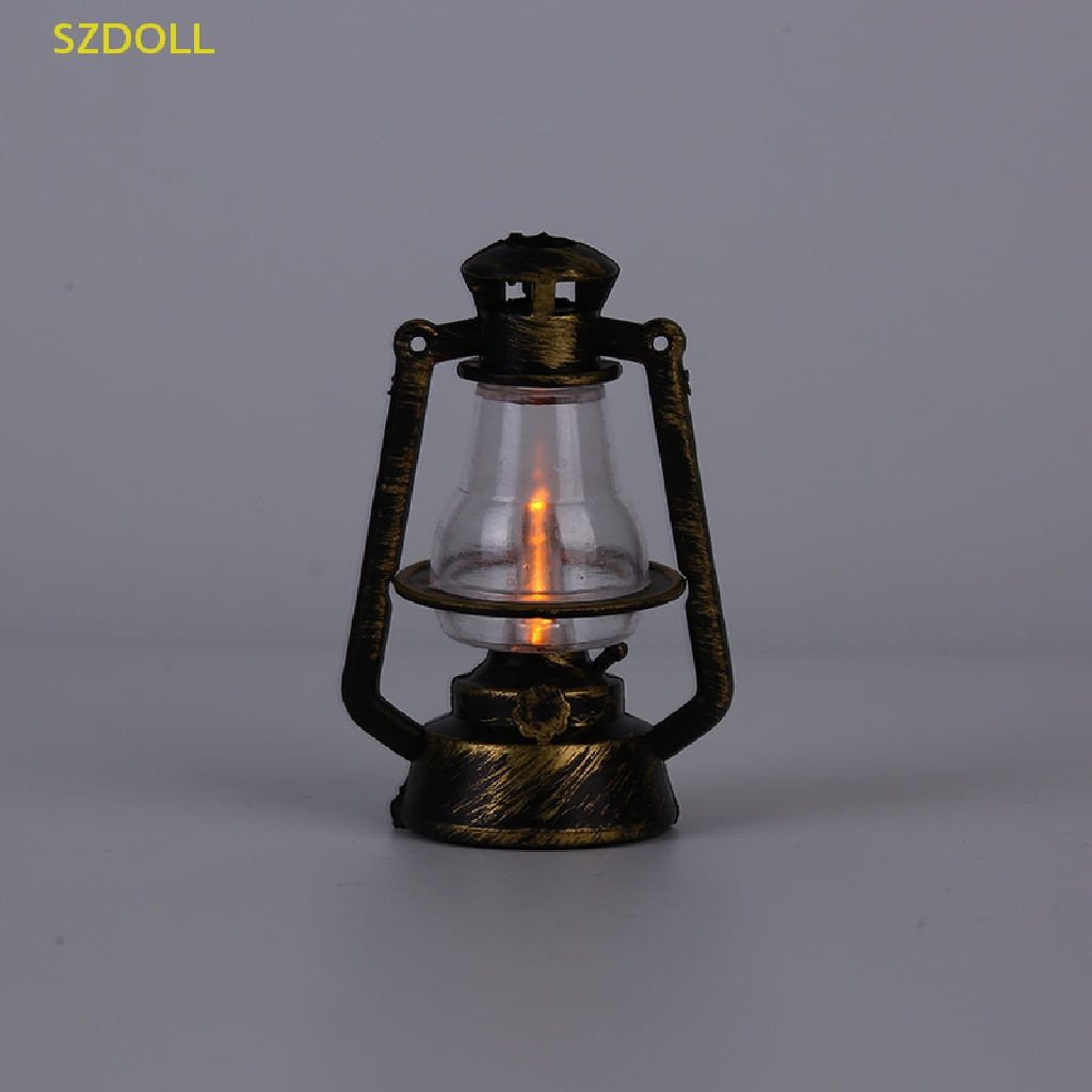 Đèn Dầu Đen Mini Phong Cách Retro Trang Trí Nhà Búp Bê Tỉ Lệ 1: 12