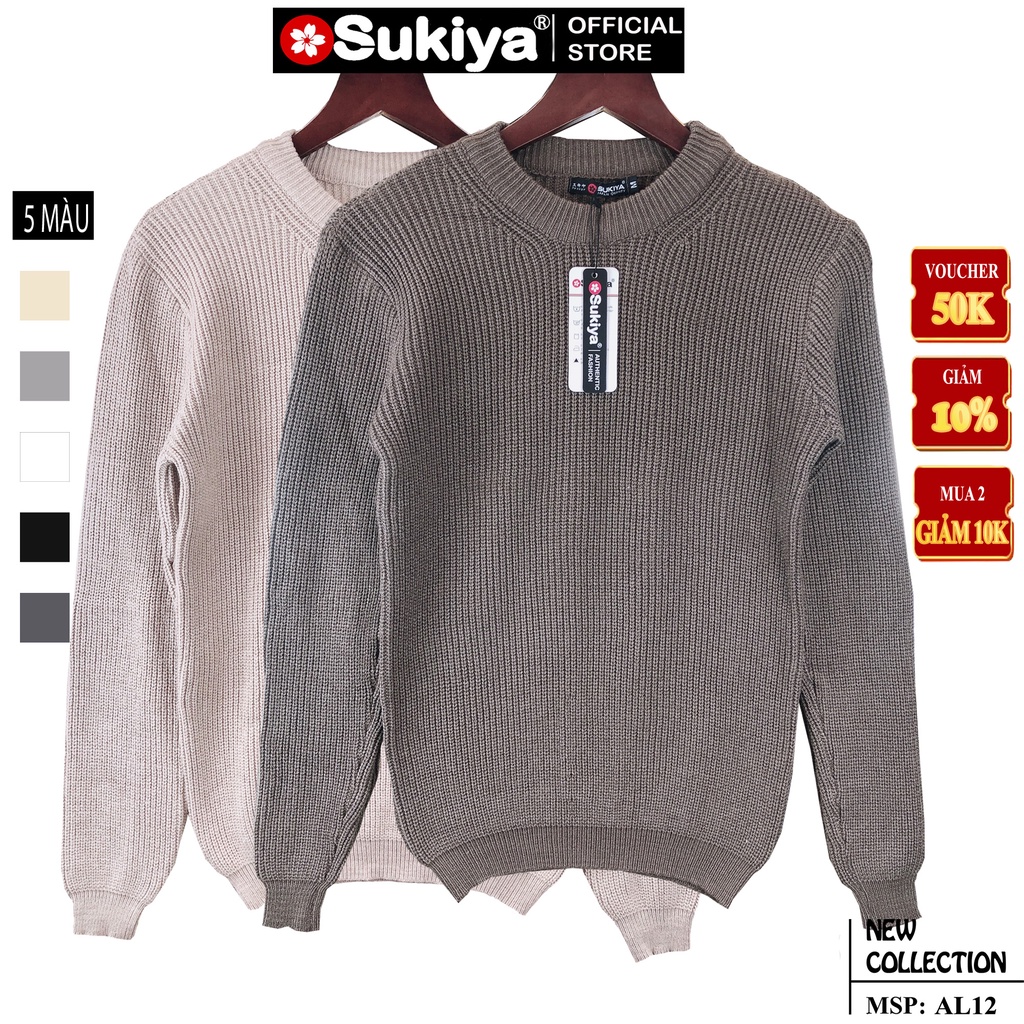 Áo len nam cổ tròn SUKIYA chất dày dặn đẹp không phai không xù AL10