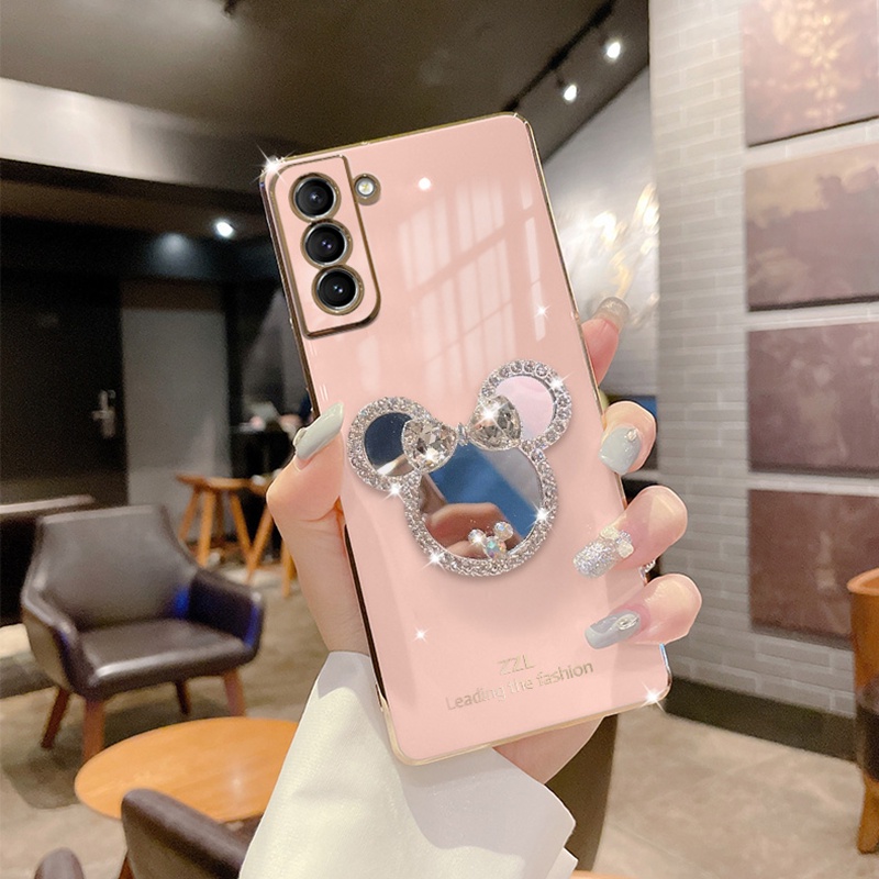 Ốp Điện Thoại Tráng Gương Lấp Lánh Sang Trọng Cho Samsung Galaxy S22 S23 Ultra S21 S20 FE Plus