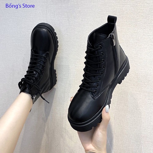 Giày Boots Chiến Binh Khóa Kéo Cá tính mẫu mới B08 Da lì