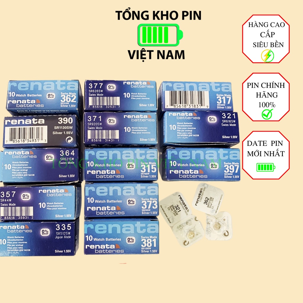 Pin Đồng Hồ Renata SR626SW, SR621SW, SR920SW, SR521SW, SR616SW, SR721SW Chính Hãng, Giá Tốt, Chất lượng cao.