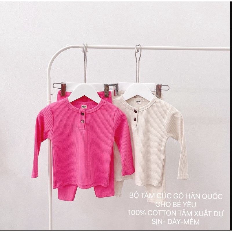 Bộ dài tay tăm cúc mềm dày cho bé