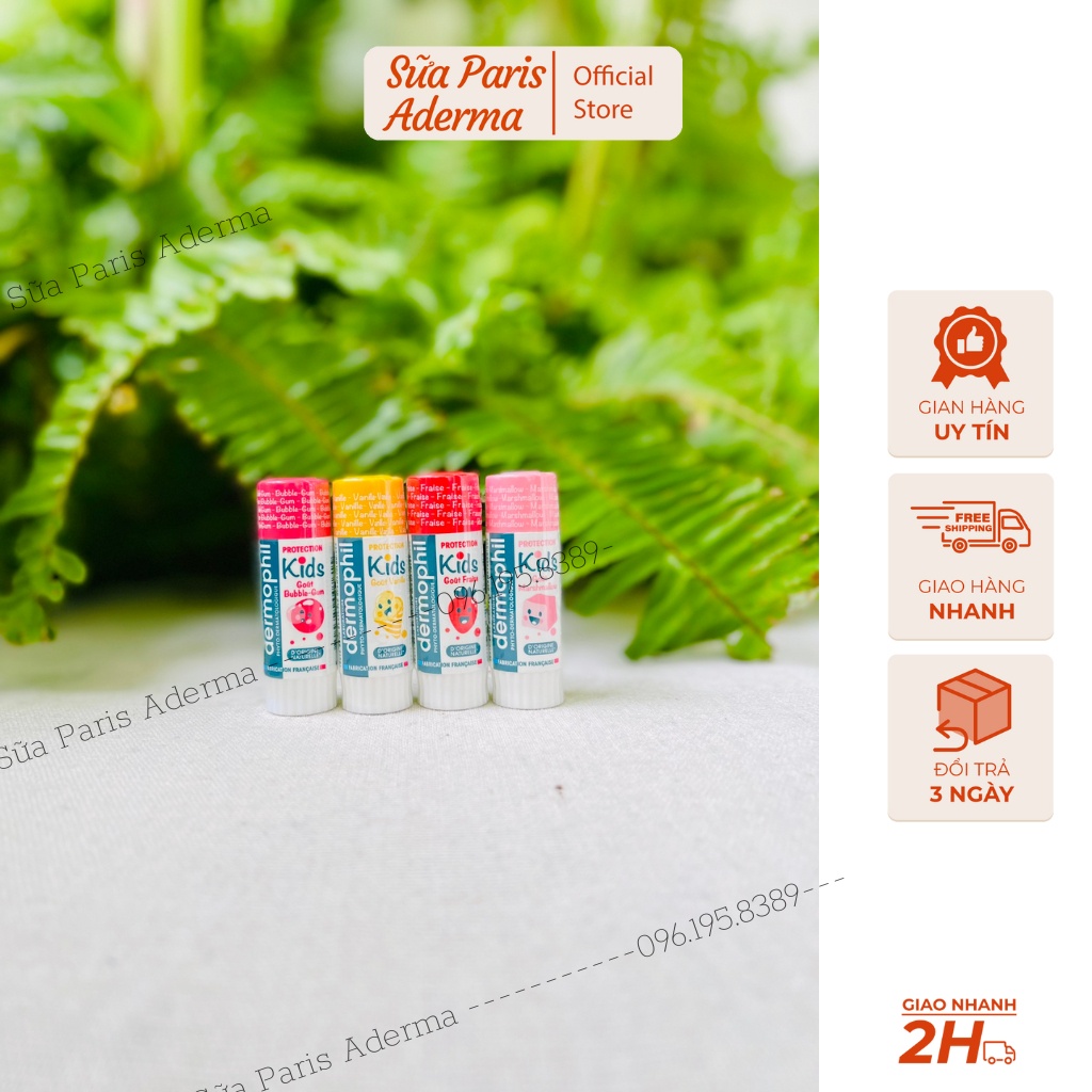 Son dưỡng môi trẻ em Dermophil Dermo Kids dưỡng ẩm môi, cho môi bé mịn màng, an toàn lành tính_Sữa Paris Aderma
