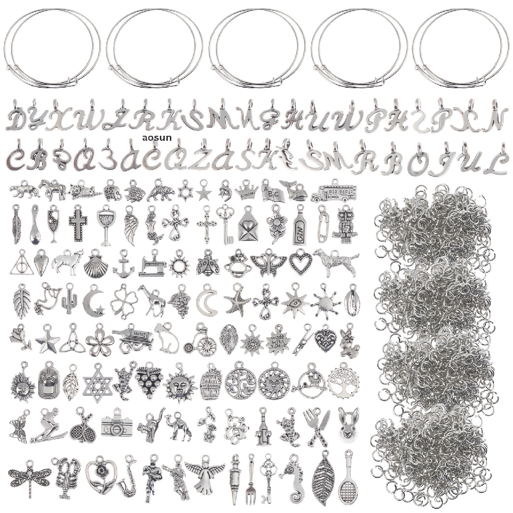 aosun 562Pcs Bangles Bracelet Making Kit, 10Pcs Expandable Bangle Bracelets with 52Pcs EN