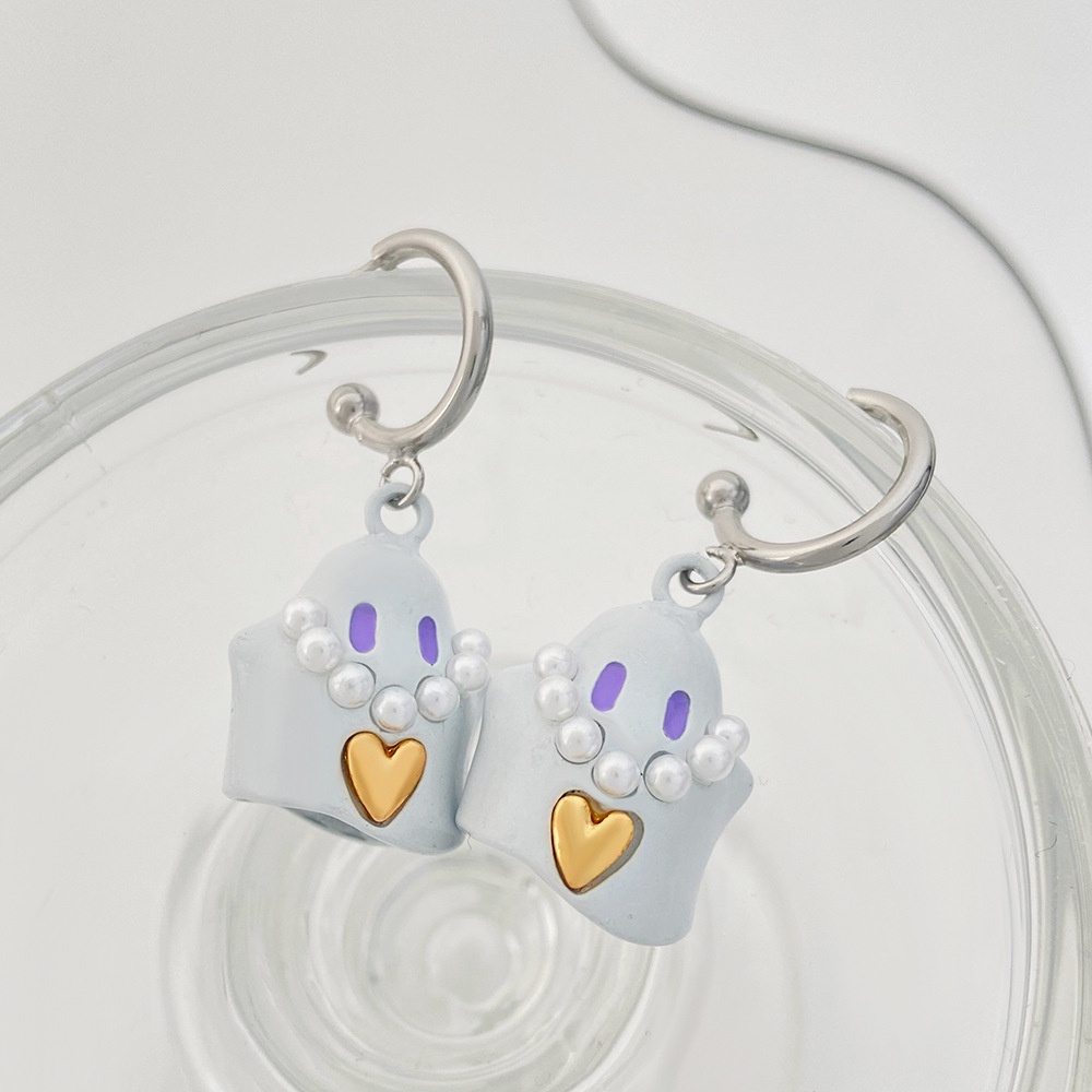 Bộ Vòng cổ Và Bông Tai Y2K Hình Ma Tắc Kè Dễ Thương