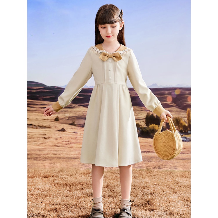 Đầm Tay Dài Phong Cách Thời Trang Xuân Thu Mới Dành Cho Bé Gái 3-5 - 8-10 - 12-13 Tuổi