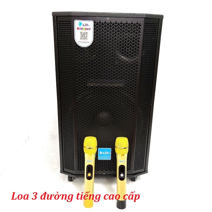Loa kéo chính hãng AZPRO , AZ-1208-A bass 30-3 đường tiếng mẫu mới 10 núm chỉn- REVERB,Tặng 2 mic