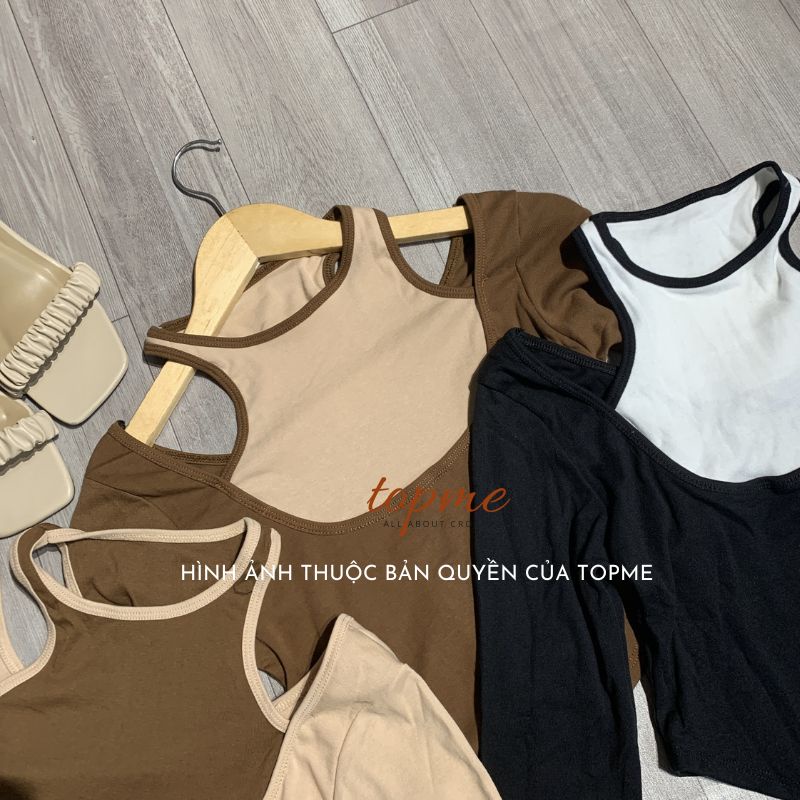 Croptop Tay Dài Siêu Xinh, Áo Croptop Cổ Yếm Cặp Nữ Tay Dài CTDT05