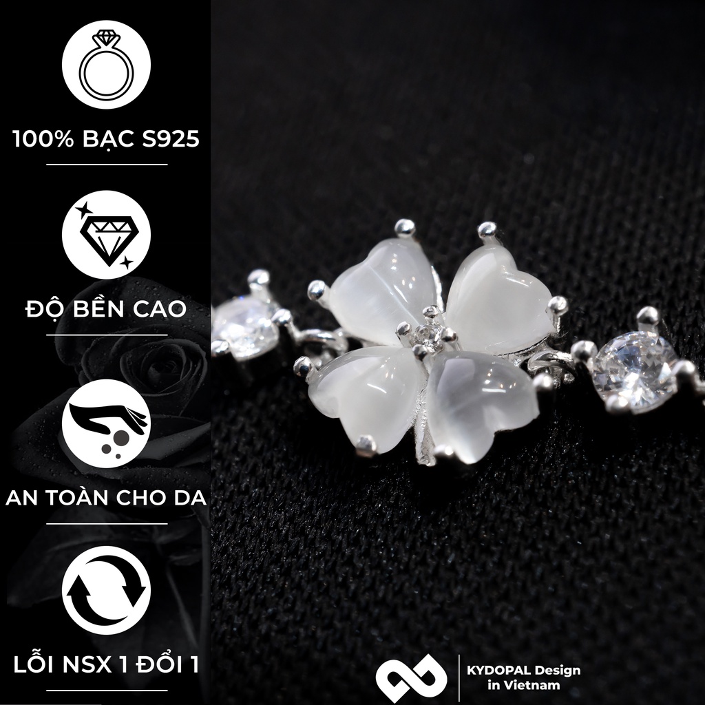 Lắc tay bạc nữ KYDOPAL mặt hoa đính đá cá tính trang sức bạc 925 vòng - 9L3