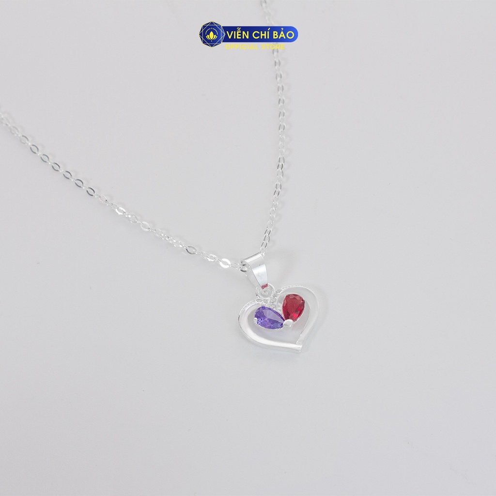 Dây chuyền bạc nữ trái tim đính đá chất liệu bạc 925 thời trang phụ kiện trang sức nữ Viễn Chí Bảo D400613
