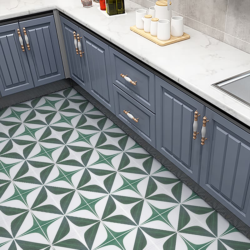 Giấy dán tường hoặc sàn nhà dày dặn chống nước hoạ tiết màu xanh lá đối xứng 🍃