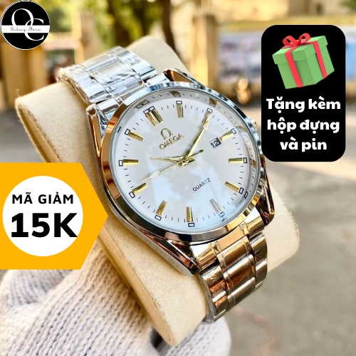 Đồng Hồ Nam Omega Dây Kim Loại Ocdong.Store Có Lịch Ngày Size Mặt 40mm Viền Thép Chống Gỉ Sét - Bảo Hành 12 Tháng