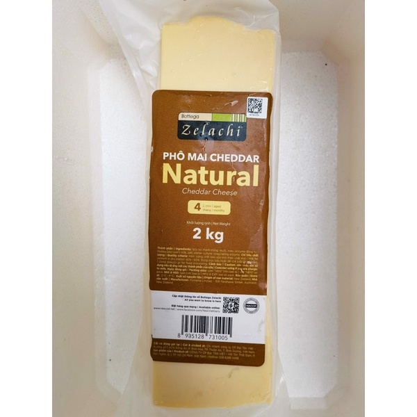 Phô mai Cheddar Zelachi nguyên khối 2kg