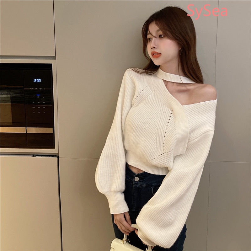 Áo Sweater Dệt Kim Tay Dài Kiểu Hàn Quốc Xinh Xắn Cho Nữ