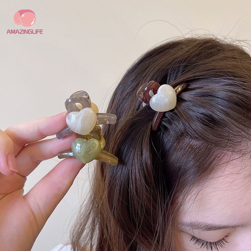 Kẹp Tóc Trái Tim Bằng Acrylic Phong Cách Hàn Quốc Ngọt Ngào