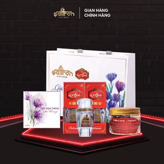 Set quà tặng Saffron Bahraman, trà nụ hồng có túi giấy và thiệp đi kèm