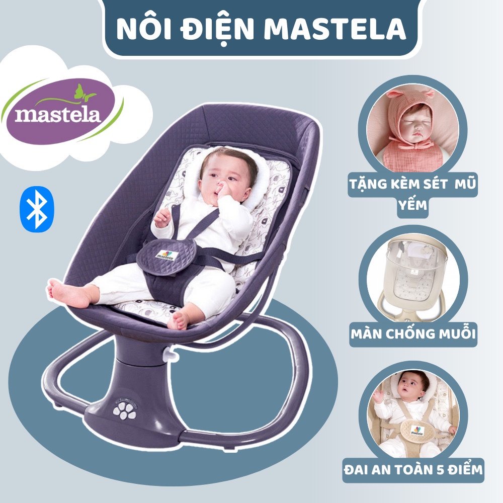 Nôi Rung Đa Năng Mastela Cho Bé - NÔI ĐIỆN ĐA NĂNG HUGME PLUS 2023- Điều khiển từ xa - Kết nối Bluetooth