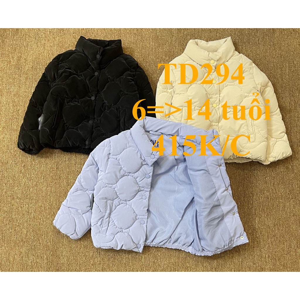 * Mã TD294: Áo khoác trần bông  bé gái hàng VNXK dư xịn  BC 9894