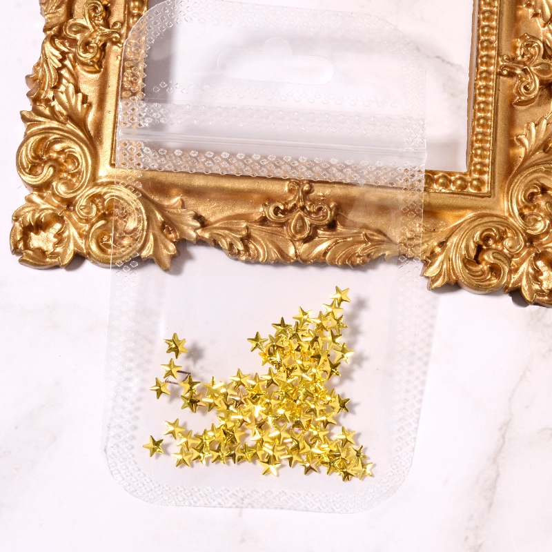 1 Túi Phụ Kiện Trang Trí Móng Tay Hình Ngôi Sao Mặt Trăng/Mặt Trăng Màu Vàng