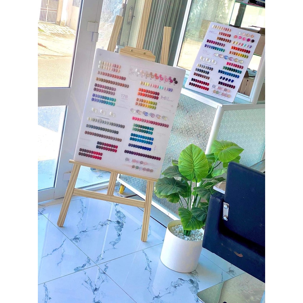 Set sơn gel thạch nhũ 178 màu set sơn gel 178 thạch nhũ tone Hàn Quốc tặng kèm 2 bảng màu khung gỗ trưng bày hachinail