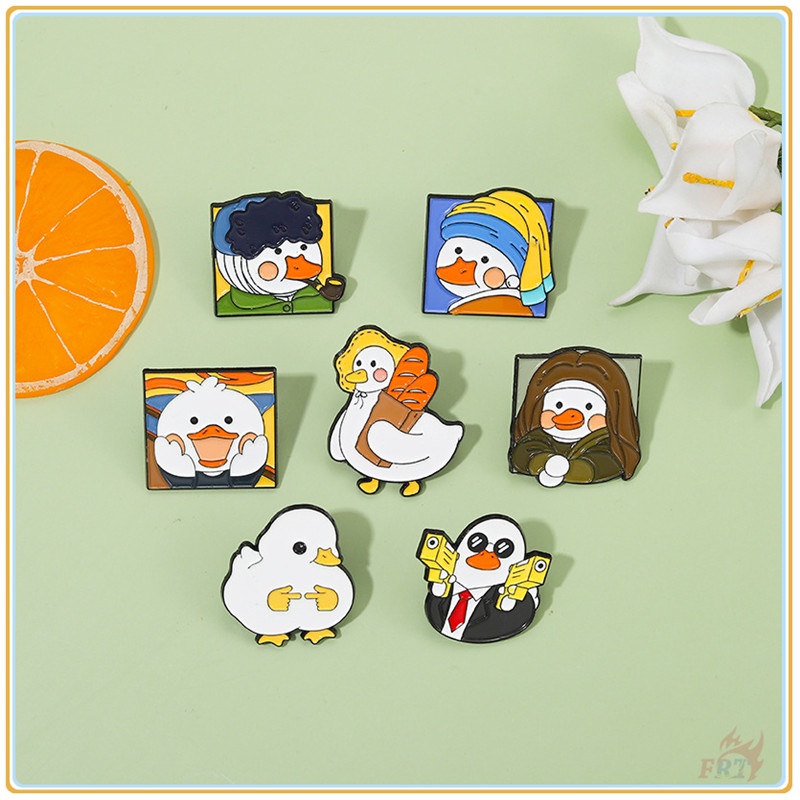 ★ Ghim Cài Áo Hình Vịt Nghệ Thuật Vui Nhộn ★ 1 Huy Hiệu Gài Áo Hình Tranh Van Gogh