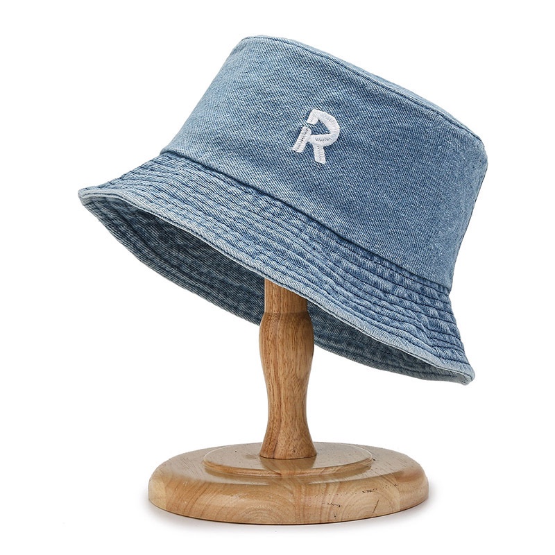 Mộc®Mũ denim trào lưu phong cách mới Hàn Quốc thêu tay trái tim thời trang dành cho nứ