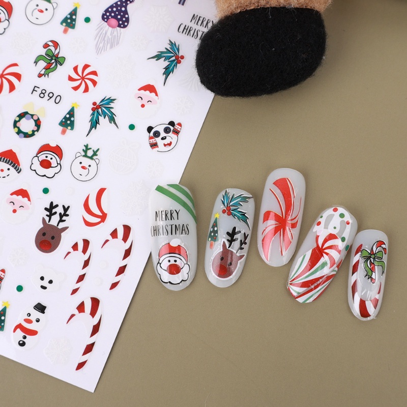1 Tấm Sticker Dán Móng Tay 3D Chủ Đề Giáng Sinh Dễ Thương Ông Già Noel Người Tuyết Tuần Lộc Cây Thông Bông Tuyết Cute #6